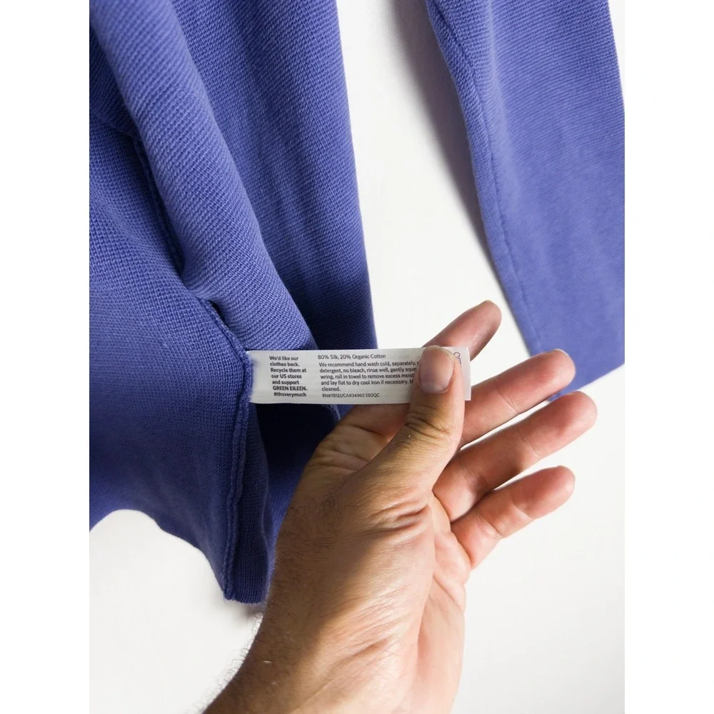 Eileen Fisher Cardigan Womens PP XS Purple Knit Open Front Silk Organic‎ Cotton
